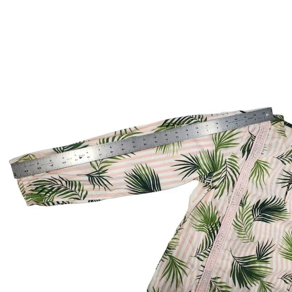 Lands' End Swimsuit Cover-up Dress Size S/P 6-8 Pink Green Palm Stripes Cotton - Picture 10 of 10